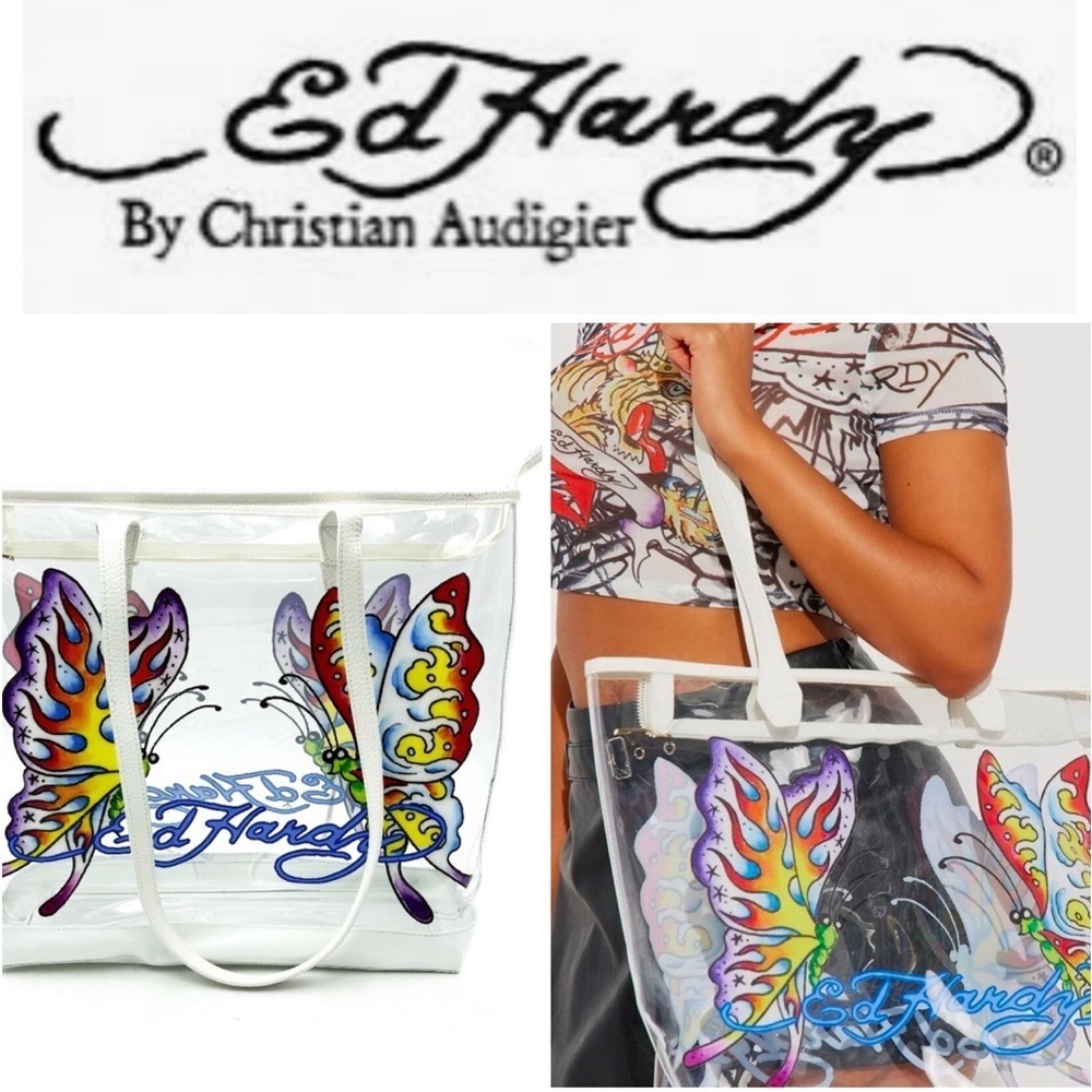 Ed Hardy Butterfly Clear Tote Bag NWT 🦋 MSRP $159 - Picture 10 of 16